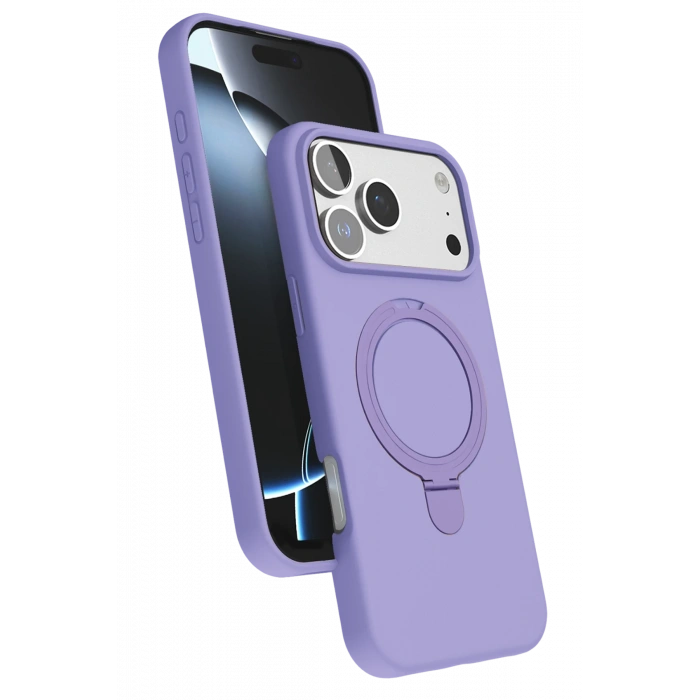 HarmonyAura Apple iPhone 17 Pro Regal Magsafe Standlı Kapak - Lila