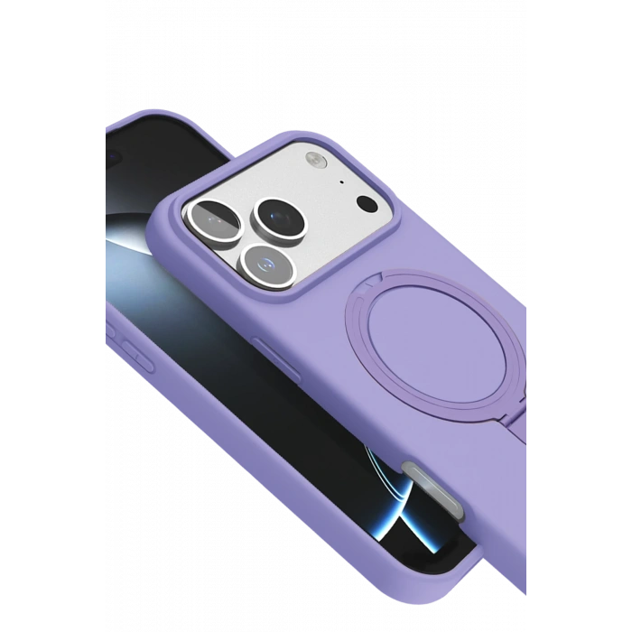 HarmonyAura Apple iPhone 17 Pro Regal Magsafe Standlı Kapak - Lila