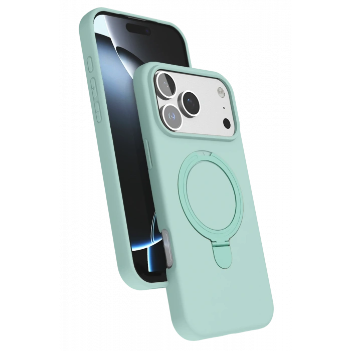 HarmonyAura Apple iPhone 17 Pro Regal Magsafe Standlı Kapak - Su Yeşili