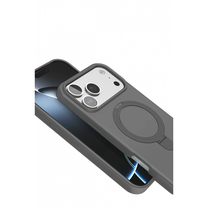 HarmonyAura Apple iPhone 17 Pro Regal Magsafe Standlı Kapak - Titan Gri