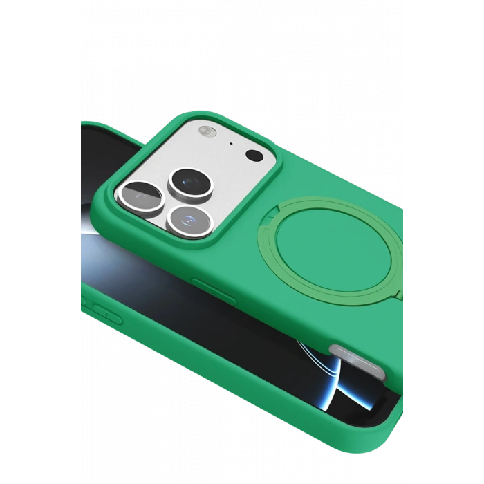 HarmonyAura Apple iPhone 17 Pro Regal Magsafe Standlı Kapak - Yeşil