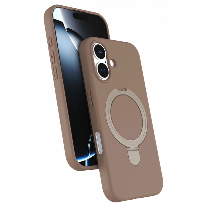 HarmonyAura Apple iPhone 17 Regal Magsafe Standlı Kapak - Çöl Titanyum