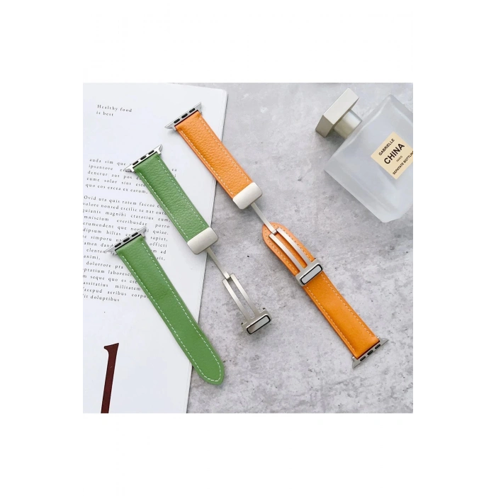 HarmonyAura  Apple Watch 42mm Kr414 Daks Deri Kordon - Siyah