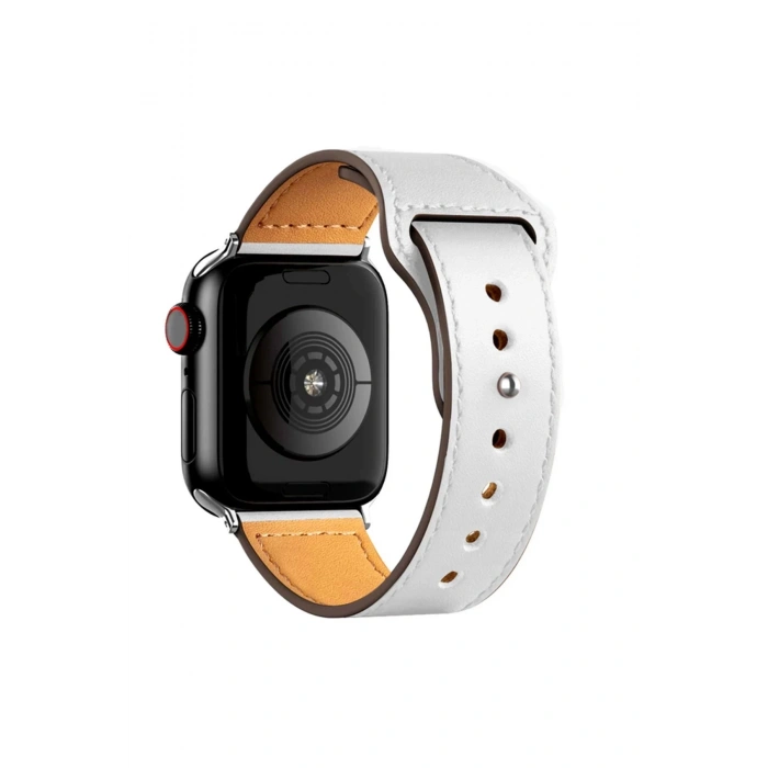 HarmonyAura  Apple Watch 42mm Kr415 Luaz Deri Kordon - Beyaz
