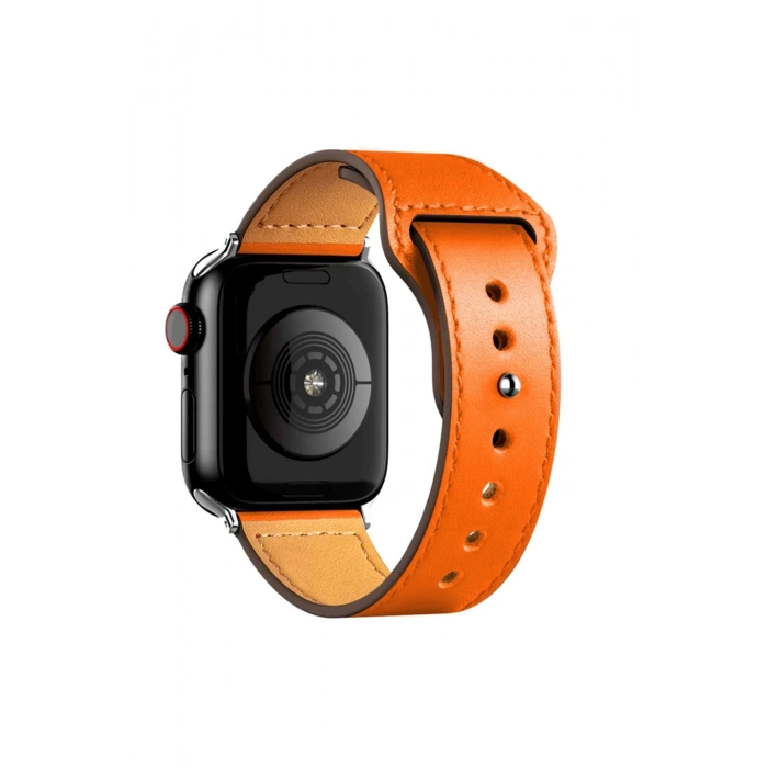 HarmonyAura  Apple Watch 42mm Kr415 Luaz Deri Kordon - Turuncu