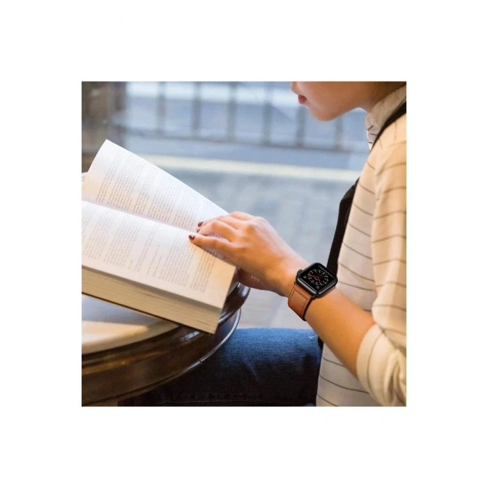 HarmonyAura  Apple Watch 42mm Kr415 Luaz Deri Kordon - Turuncu