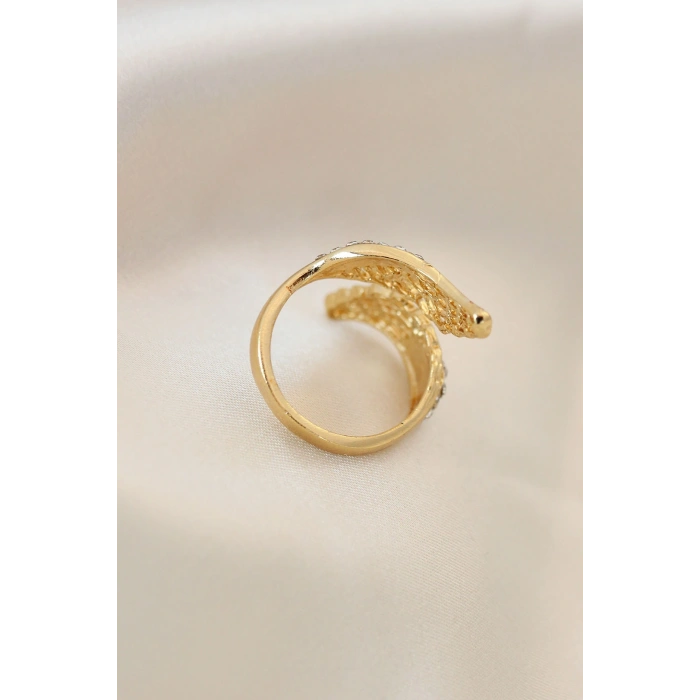 HarmonyAura Ayarlamalı Gold Renk Metal Zirkon Taşlı Kanat Yüzük