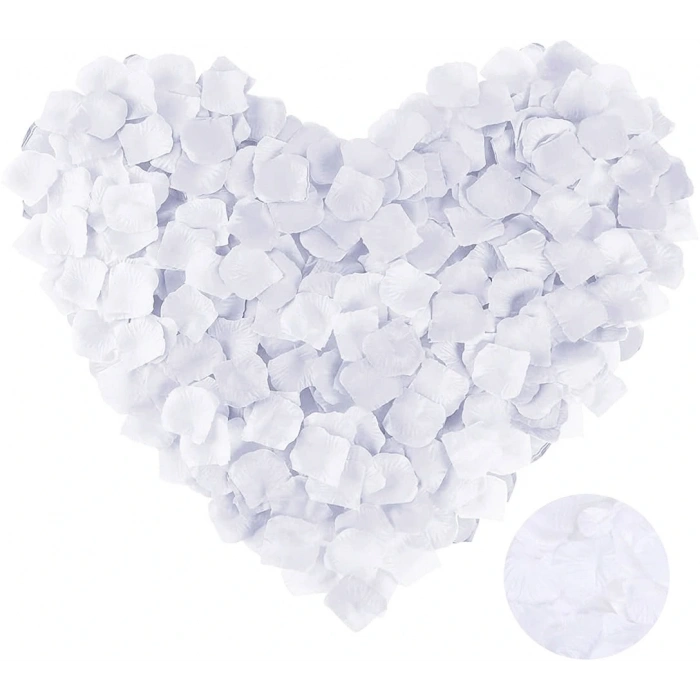 HarmonyAura Beyaz Renk Gül Yaprağı Şekilli Konfeti 1 Paket 100 Adet