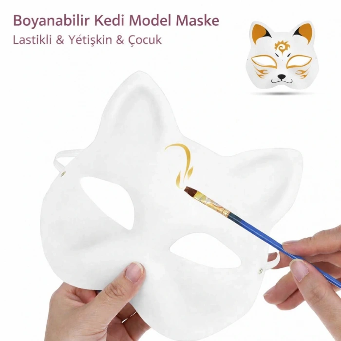 HarmonyAura Boyanabilir Kedi Model Maske – Kendi Tasarımını Oluştur
