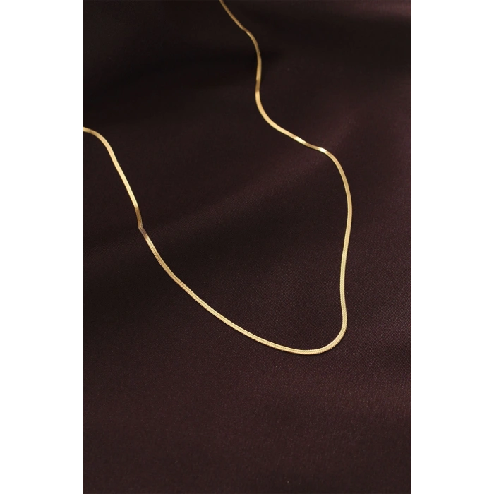 HarmonyAura Çelik Gold Renk 60 cm İnce İtalyan Zincir Kolye