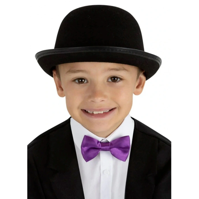 HarmonyAura Charlie Chaplin Stil Çocuk Şapkası – Siyah Melon Parti Şapkası