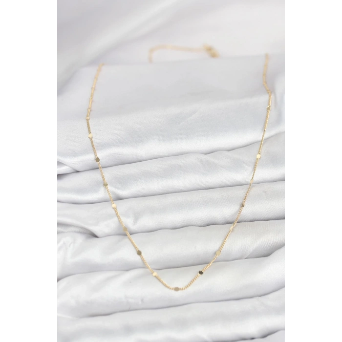 HarmonyAura CM 14K Gold Renk Ezme Pul Model 60 cm Kadın Kolye