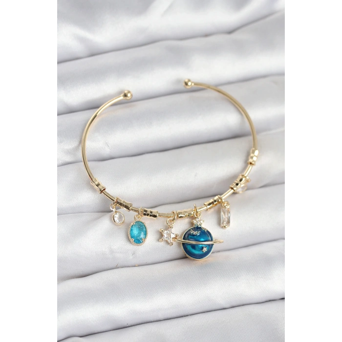 HarmonyAura Gezegen Charmlı Gold Renk Pirinç Kadın Bileklik