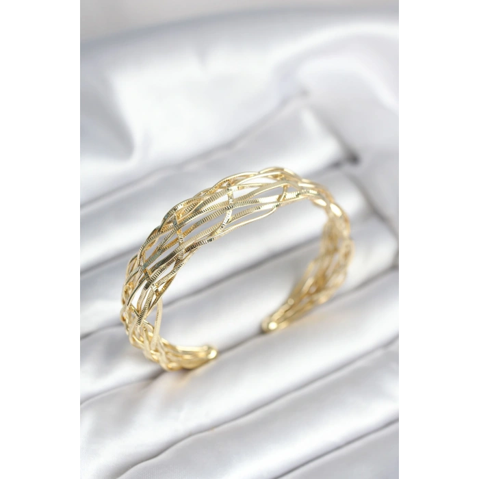 HarmonyAura Gold Renk Pirinç Vintage Kadın Bileklik