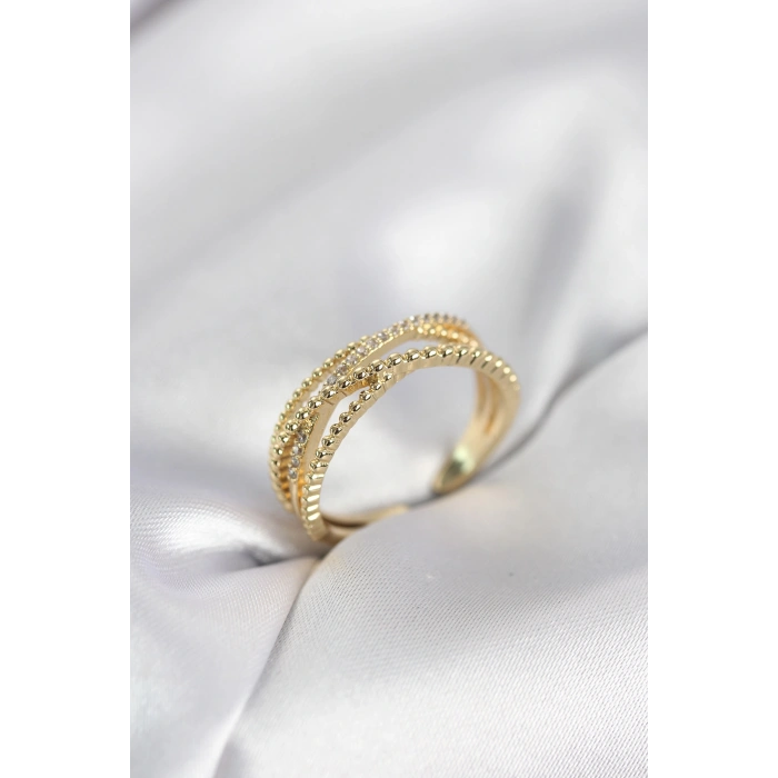 HarmonyAura Gold Renk Sarmal Model Kadın Yüzük