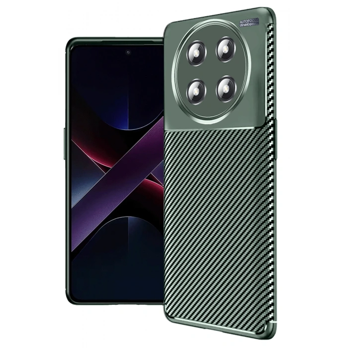 HarmonyAura Honor Magic 7 Lite Kılıf Auto Focus Karbon Kapak - Koyu Yeşil