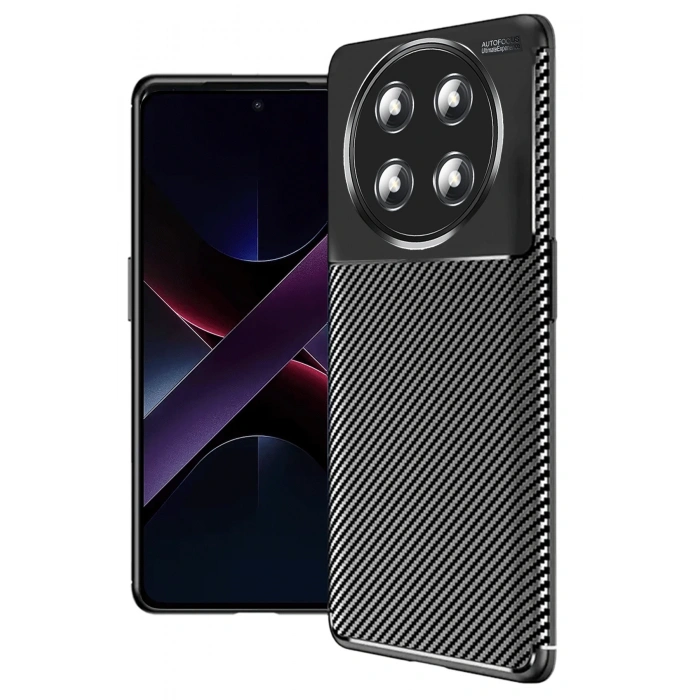 HarmonyAura Honor Magic 7 Lite Kılıf Auto Focus Karbon Kapak - Siyah