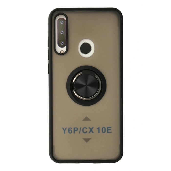 HarmonyAura  Huawei Y6p Kılıf Montreal Yüzüklü Silikon Kapak - Siyah