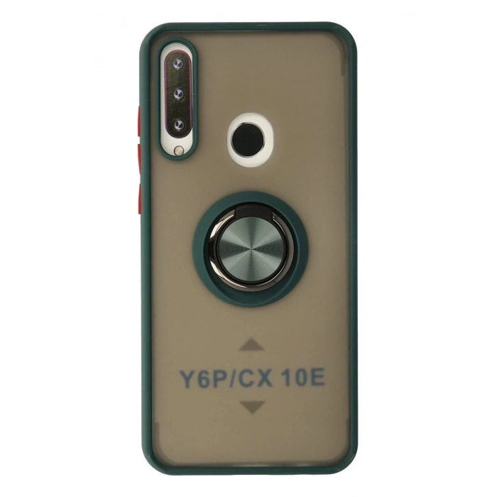 HarmonyAura  Huawei Y6p Kılıf Montreal Yüzüklü Silikon Kapak - Yeşil
