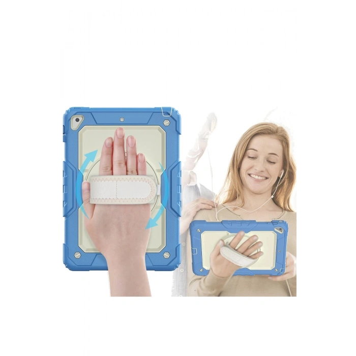 HarmonyAura  Ipad 5 Air 9.7 Kılıf Strap New Tablet Kapak - Mavi