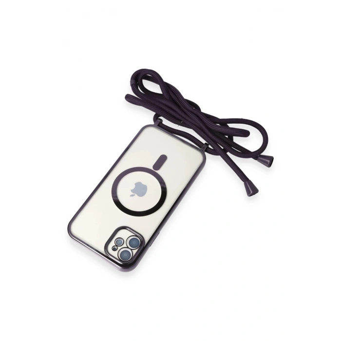 HarmonyAura  Iphone 11 Kılıf Divo Lazer Askılı Magsafe Kapak - Derin Mor