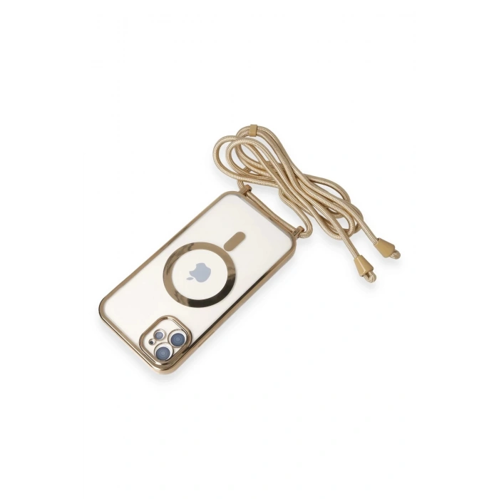 HarmonyAura  Iphone 11 Kılıf Divo Lazer Askılı Magsafe Kapak - Gold