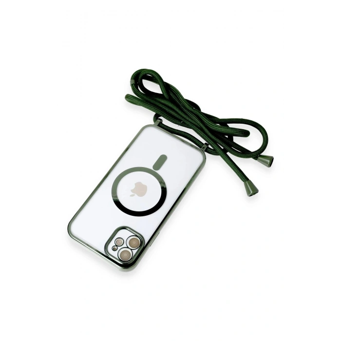 HarmonyAura  Iphone 11 Kılıf Divo Lazer Askılı Magsafe Kapak - Koyu Yeşil