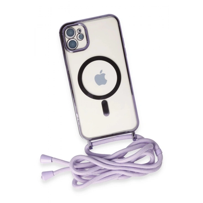 HarmonyAura  Iphone 11 Kılıf Divo Lazer Askılı Magsafe Kapak - Lila