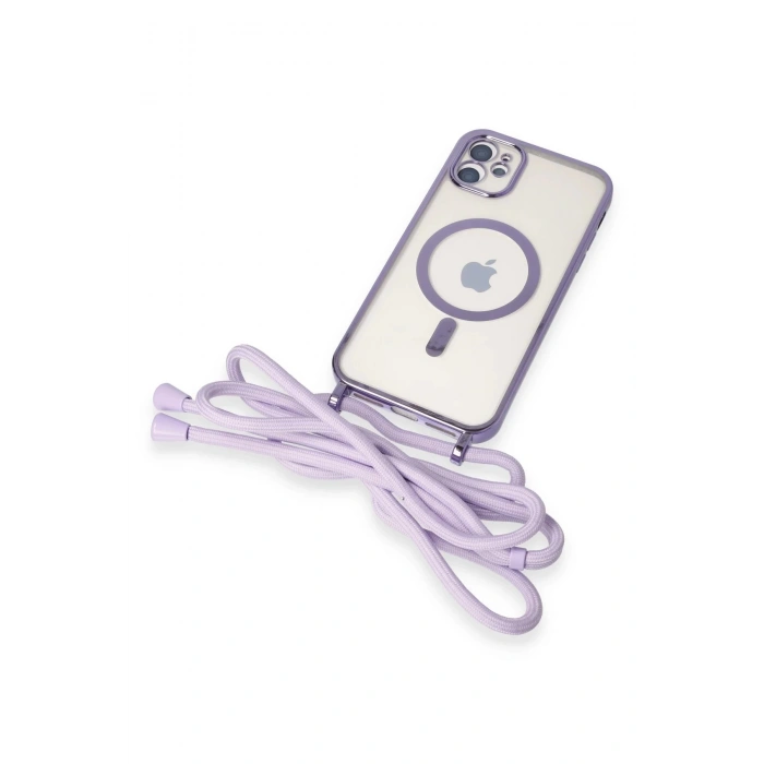 HarmonyAura  Iphone 11 Kılıf Divo Lazer Askılı Magsafe Kapak - Lila