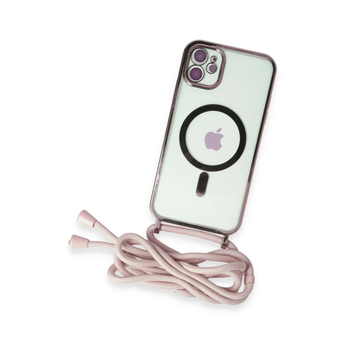 HarmonyAura  Iphone 11 Kılıf Divo Lazer Askılı Magsafe Kapak - Pembe