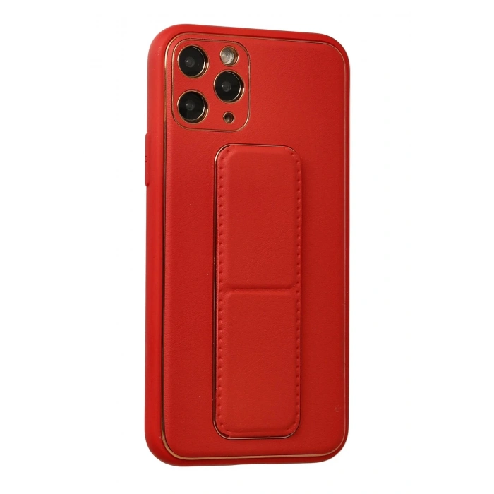 HarmonyAura  Iphone 11 Pro Kılıf Coco Deri Standlı Kapak - Kırmızı