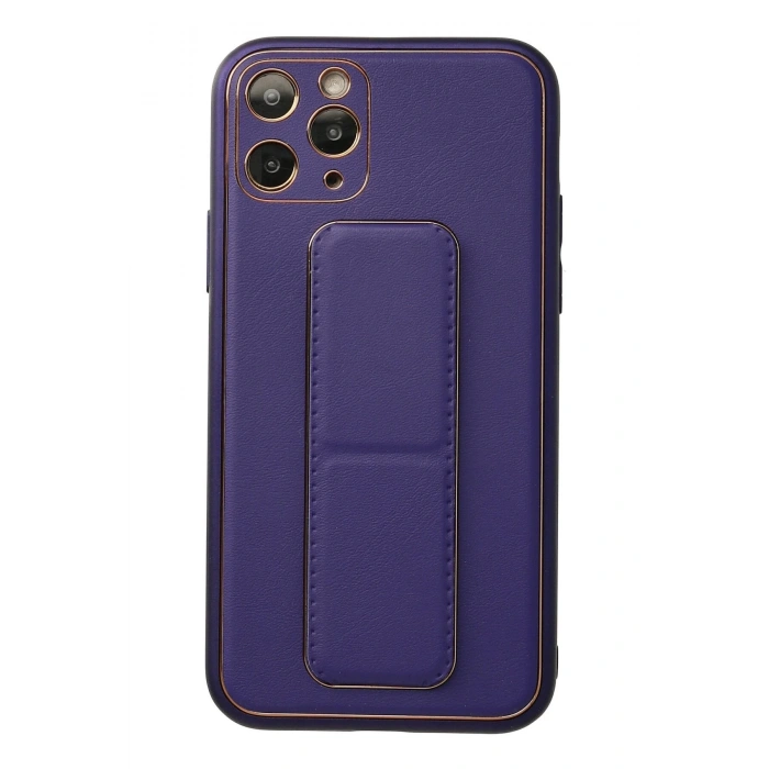 HarmonyAura  Iphone 11 Pro Kılıf Coco Deri Standlı Kapak - Mor