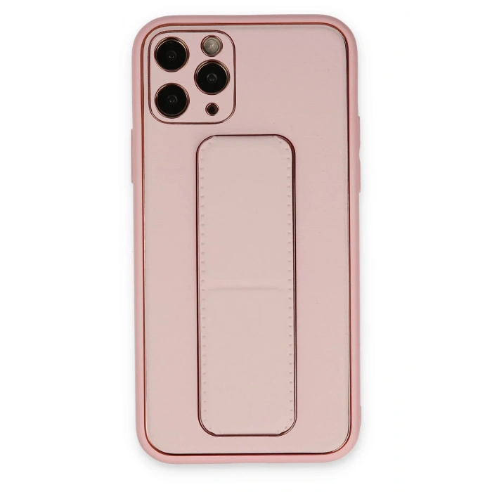 HarmonyAura  Iphone 11 Pro Kılıf Coco Deri Standlı Kapak - Pembe