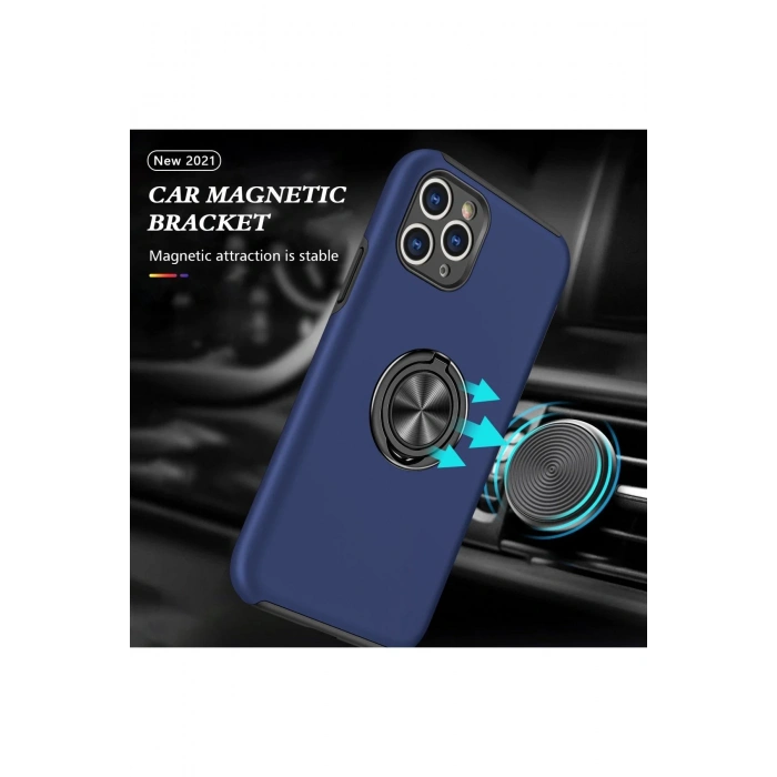 HarmonyAura  Iphone 11 Pro Max Kılıf Elit Yüzüklü Kapak - Lacivert