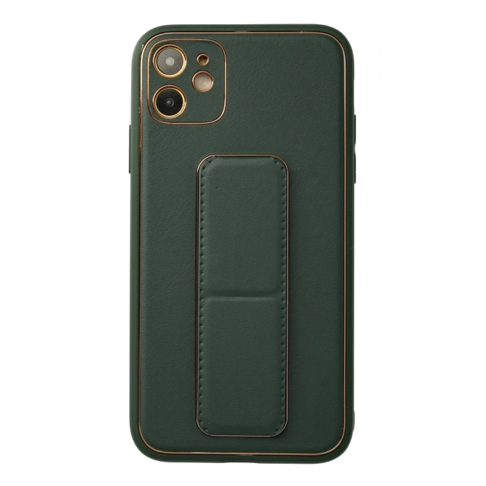 HarmonyAura  Iphone 12 Kılıf Coco Deri Standlı Kapak - Yeşil