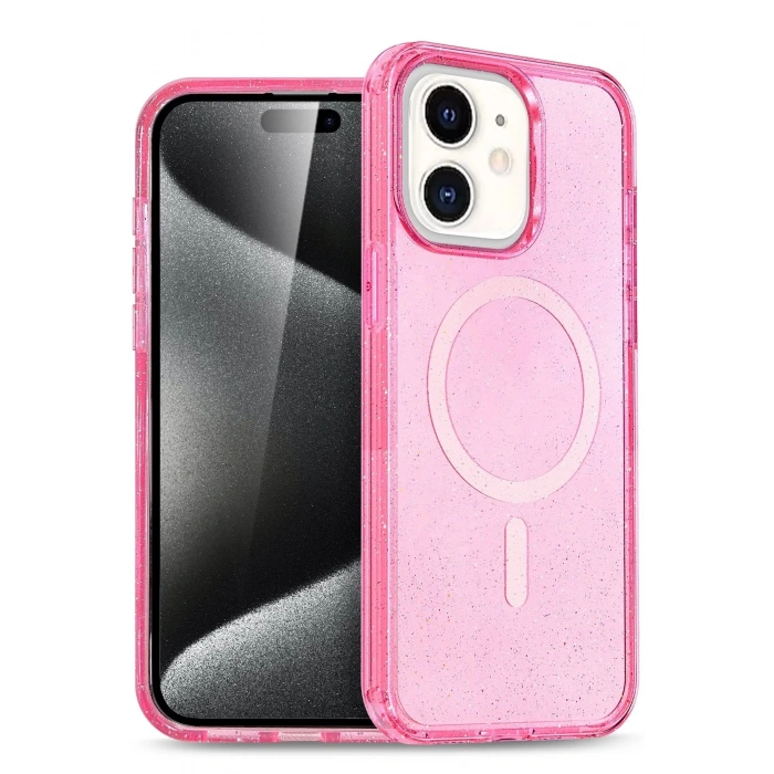 HarmonyAura  Iphone 12 Kılıf Glow Magsafe Kapak - Pembe