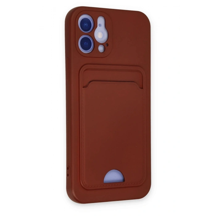 HarmonyAura  Iphone 12 Kılıf Kelvin Kartvizitli Silikon - Bordo