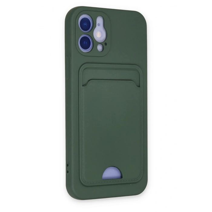 HarmonyAura  Iphone 12 Kılıf Kelvin Kartvizitli Silikon - Koyu Yeşil
