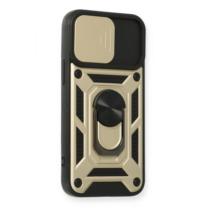 HarmonyAura  Iphone 12 Kılıf Pars Lens Yüzüklü Silikon - Gold