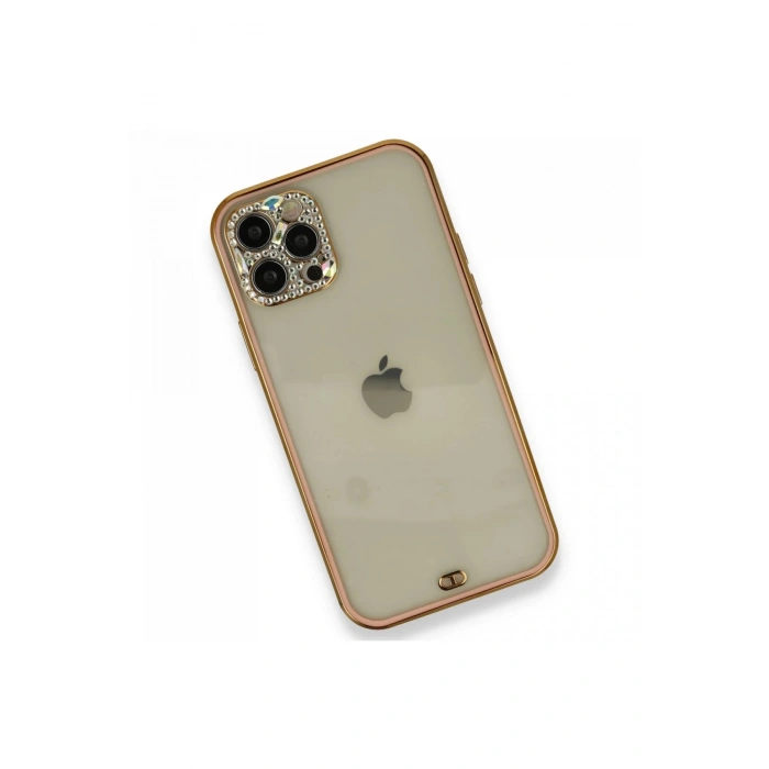 HarmonyAura  Iphone 12 Pro Kılıf Liva Taşlı Silikon - Pembe