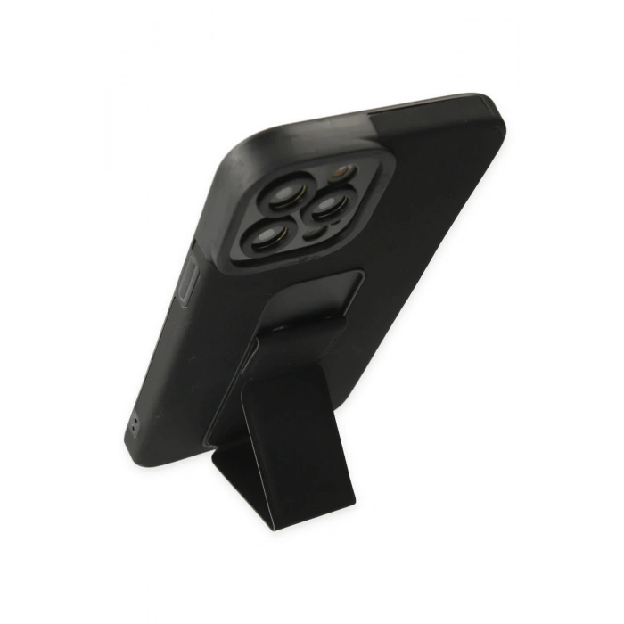 HarmonyAura iPhone 12 Pro Kılıf Mega Standlı Silikon - Siyah