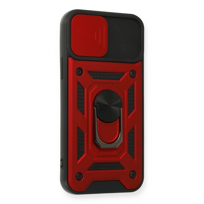 HarmonyAura  Iphone 12 Pro Kılıf Pars Lens Yüzüklü Silikon - Kırmızı