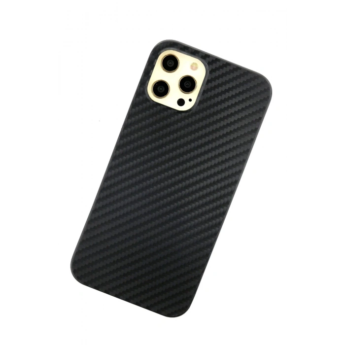 HarmonyAura  Iphone 12 Pro Max Kılıf Karbon Pp Silikon - Siyah