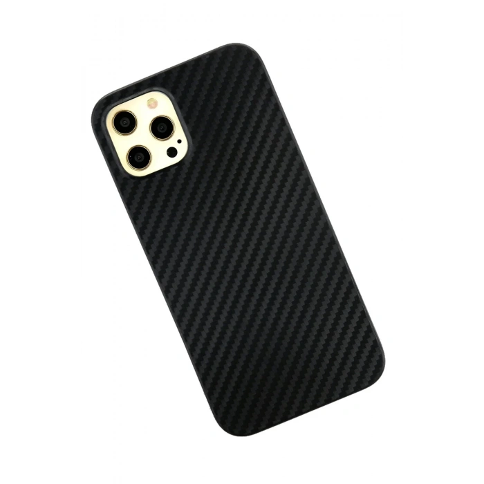 HarmonyAura  Iphone 12 Pro Max Kılıf Karbon Pp Silikon - Siyah