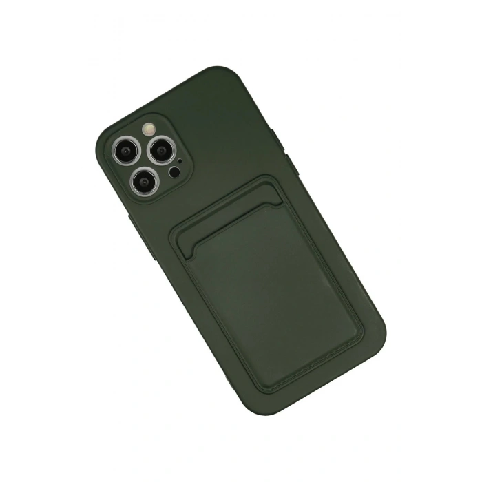 HarmonyAura  Iphone 12 Pro Max Kılıf Kelvin Kartvizitli Silikon - Koyu Yeşil
