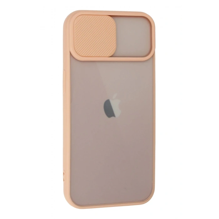 HarmonyAura  Iphone 13 Kılıf Palm Buzlu Kamera Sürgülü Silikon - Pembe