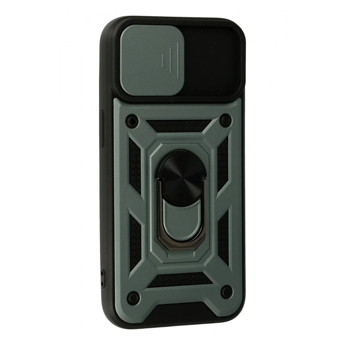 HarmonyAura  Iphone 13 Kılıf Pars Lens Yüzüklü Silikon - Yeşil