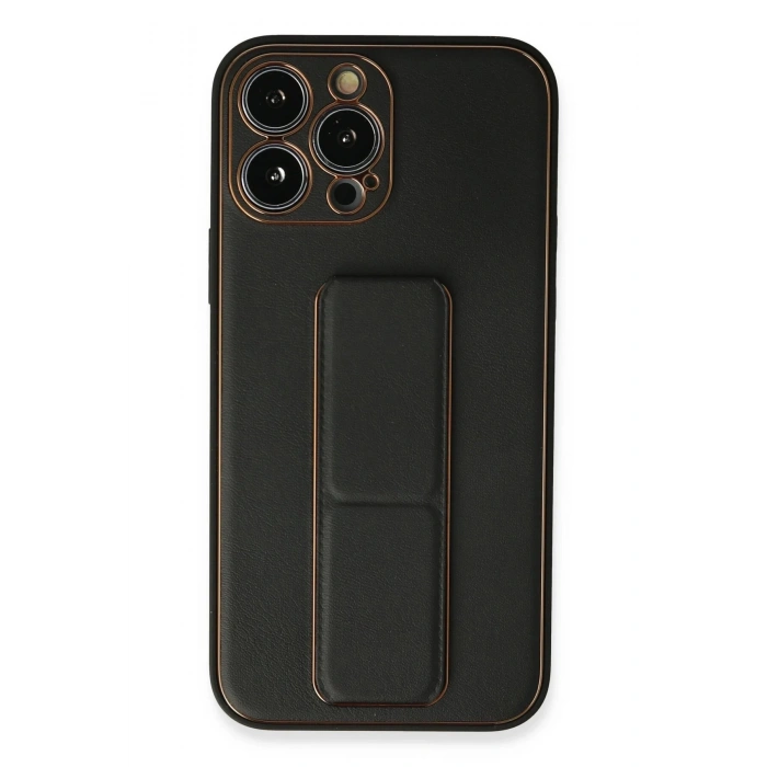 HarmonyAura  Iphone 13 Pro Max Kılıf Coco Deri Standlı Kapak - Siyah