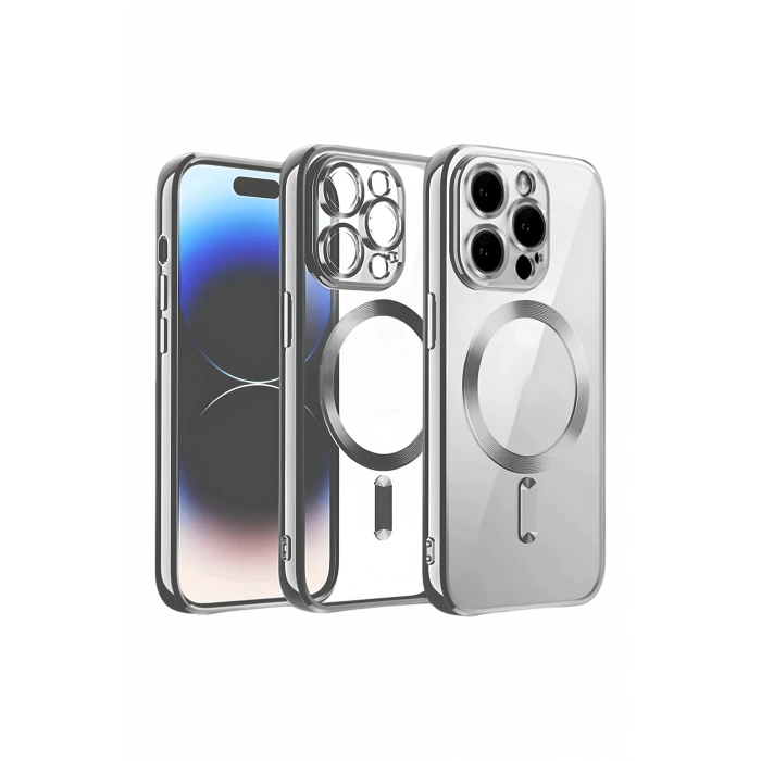 HarmonyAura iPhone 13 Pro Max Kılıf Kross Magneticsafe Kapak - Titan Gri