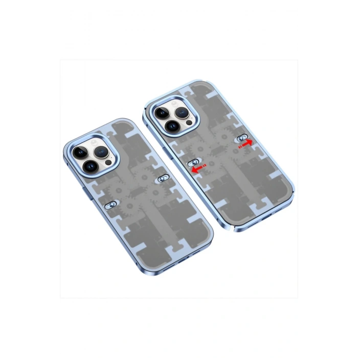 HarmonyAura  Iphone 13 Pro Max Kılıf Mekanik Bumper Kapak - Mavi